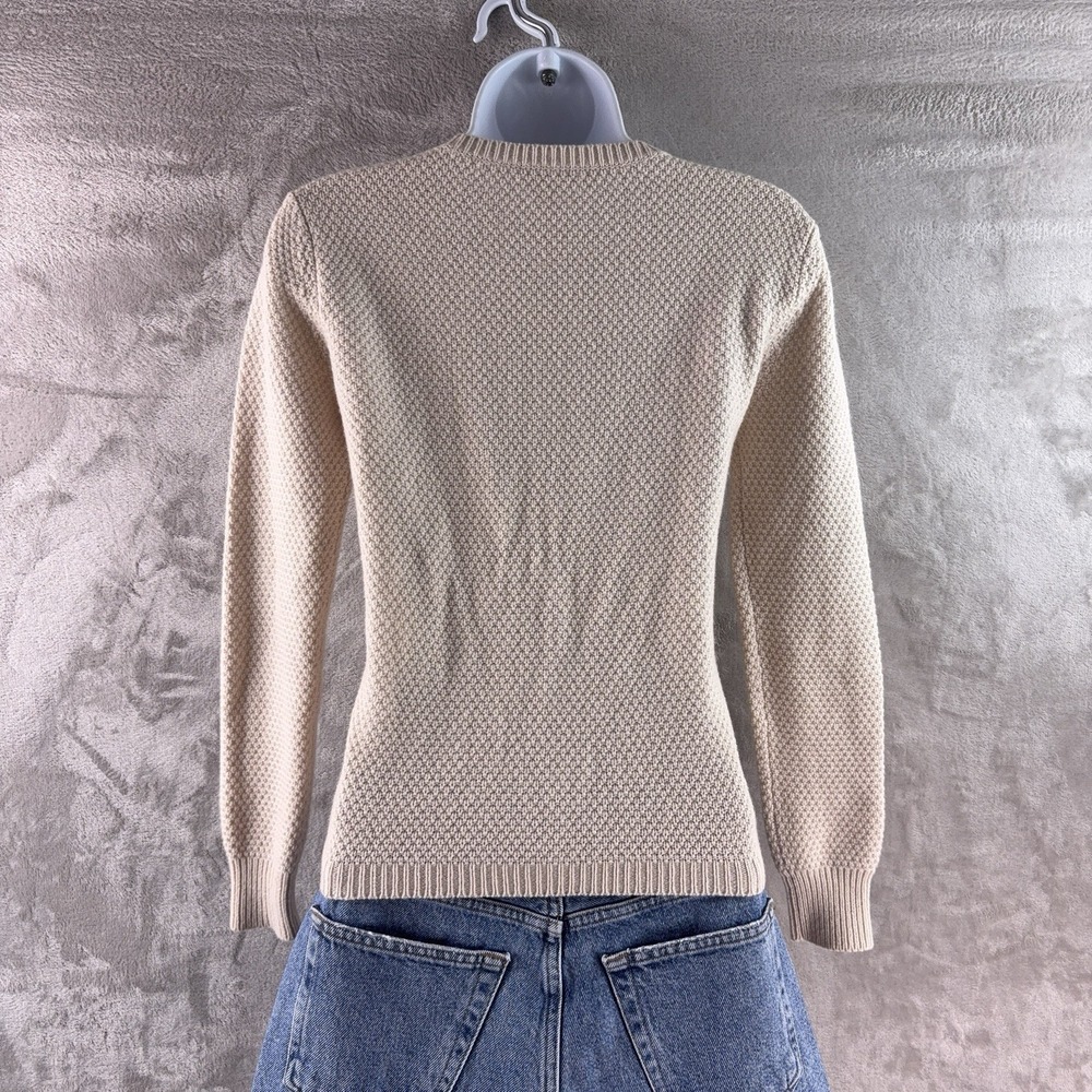 Max Mara Sweater Womens Size XS Beige Cable Knit Crewneck Italian Luxury - Picture 2 of 7